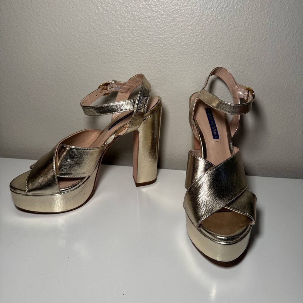 Stuart Weitzman Gold Platform Heels